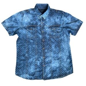 5/$25 LR Scoop Men's Blue Denim Chambray Button up Shirt size medium